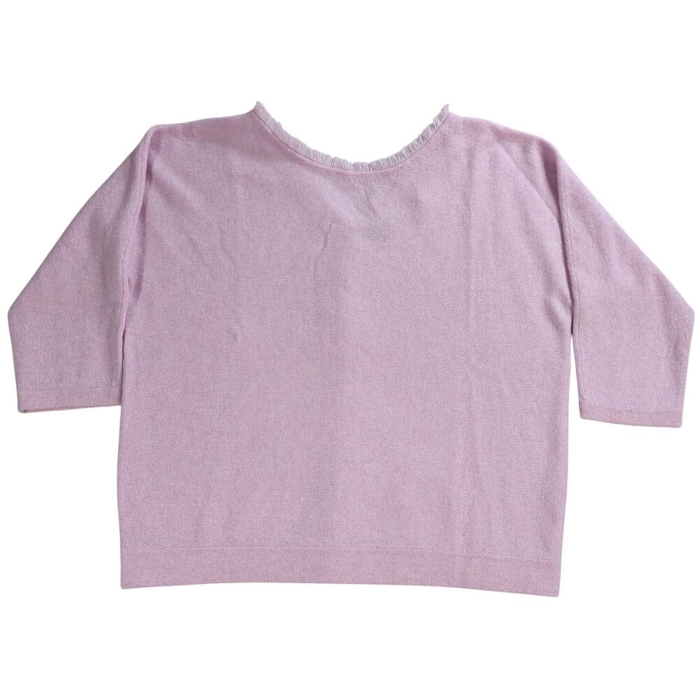 Forte Cashmere Sweater L Pink 100% Cashmere 3/4 Sleeve Lightweight Women’s Top